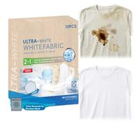 10Pcs Whitener Sheets for White Clothes,Bleach & Fabric Stain Remover for Oil,Ink, Sweat,Grease,Blood,Coffee,Rust Stains,Laundry Whitener & Clothes Bleach with Fiber Protectant
