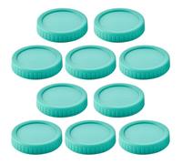 10Pcs Wide Mouth Mason Jar Lid 86mm Plastic Canning Lid Colored Leak-Proof Storage-Cap with Silicone Seals Rings, Colored Screw-Caps with Silicone Gasket for Mason/Canning Jars Cyan