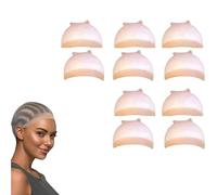 10pcs Wig Caps, Combed Cotton Breathable Stretchy Ultra Thin Nude Hair Net Hat to Hold Wig in Place, Unisex Invisible Stocking Caps Universal Fits for Men or Women (Nude)