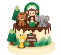 10pcs Wild Animal Cake Toppers - Cake Decoration, Wild Animal Theme Party Decorations, Cake Topper Wild Animals Monkey Giraffe, Suitable for Baby Birthday