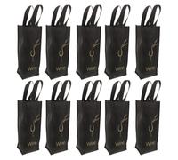10pcs Wine Bottle Gift Tote Bag, Single Nonwoven Carrier with Handles | 13.8 X 5.1x4 Inch Size, Wide Reinforced Base, Sturdy Frame, for Weddings, Anniversaries, Housewarming Visits