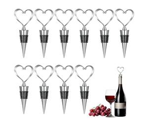 10PCS Wine Bottle Stoppers, Reusable Wine Stoppers, Metal Heart-Shaped Bottle Saver Sealer Corks for Champagne, Prosecco, Beer, Collection, Birthday, Wedding, Kitchen and Bar Essentials