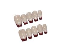 10Pcs Wine red French False Nails coffin Stick on Nails Naked color Press on Removable Glue-on Fake Nail Women Girls Bridal DIY Reusable Nail Art Accessories