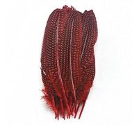 10pcs Wing Feathers Spotted Guinea Fowl Plumes 17-22cm Decor Feathers for Jewelry Making Wedding Decoration Feathers for Crafts-Red
