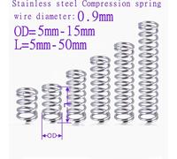 10pcs Wire 0.9mm Stainless Steel Compression Spring Outer Diameter 5mm To 15mm Length 25mm, 30mm, 35mm, 40mm, 45mm(45mm,10mm/0.9mm)