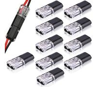 10PCS Wire Connector Double-wire Push-in Connector with Locking Buckle, Quick Dual Wire Terminal Block for Cable Two-Wire Butt Connector, 2 Pin Peel-free Push-type Connectors for 18-22 AWG Gauge Cable