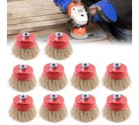 10Pcs Wire Cup Brush Wheel 75mm 3" For Angle Grinder M10 Crimped Brass Coated Uk