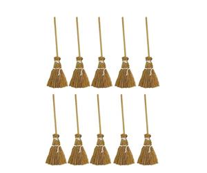 10Pcs Witch Broomstick Set, Miniature Broom Props, Fairy Decoration, Cinnamon Broom, Sweeping Tools, Angle Brooms Dollhouse Accessories