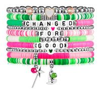 10Pcs Witch Friendship Bracelet Gifts Kids Changed for Good, Green and Pink Jewelry Stuff Witch Hat Princess Star Wand Bracelet Accessories for Movie Fans Dress Decor Birthday Party Favors Supplies