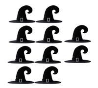 10pcs Witch Hat Set For Cosplay Comfortable Unisex Wizard Headgears Halloween Parties Supplies Costume Accessories Black Wizard Hat