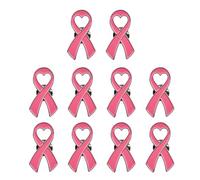 10Pcs Women Brooches Ribbon Lapel Pins Breast Cancers Awareness Badge Pin Heart Shape Brooches For Women Girl Hope Ribbon Brooch