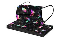 10PCS Women Elegant Floral Print Disposable_FaceCoverings 3 Layers Face Protection Breathable Dustproof Half Face Bandana with Elastic Earloop Adjustable Nosebridge for Outdoor Use (Z010)