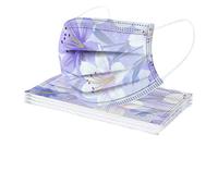 10PCS Women Elegant Floral Print Disposable_FaceCoverings 3 Layers Face Protection Breathable Dustproof Half Face Bandana with Elastic Earloop Adjustable Nosebridge for Outdoor Use (Z009)