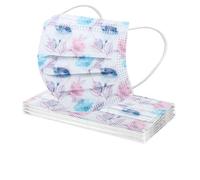 10PCS Women Elegant Floral Print Disposable_FaceCoverings 3 Layers Face Protection Breathable Dustproof Half Face Bandana with Elastic Earloop Adjustable Nosebridge for Outdoor Use (D226)