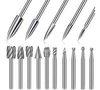 10Pcs Wood Carving Grinder Bits and 5Pcs Engraving Drill Bit Set Rotary Tool,Wood Carving Drill Bits Set for Rotary Tool DIY Woodworking, Drilling- 3mm