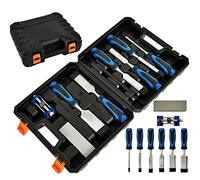 10Pcs Wood Carving Hand Chisel Tool Set with Storage Case, Bevel Edge Wood Carving Chisel, Professional Woodworking/Carpentry Gouges Wood Carving Chisels with Wood Handles