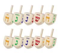 10pcs Wood Dreidels Medium Sized Bulk Pack Wooden Hanukkah Dreidles in Ziplock Bag Chanukah Fun Game