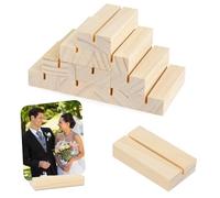 10PCS Wood Place Card Holders Wooden Acrylic Sign Holders Table Number Holder Business Card Holders Stands Name Card Holders for Wedding Retail Shop Parties Restaurants Anniversaries Decoration Events