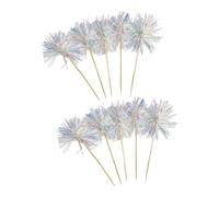 10Pcs Wooden Cake Top Decoration With Colorful Tinsel Embellishments For Birthday Wedding Anniversary Craft Project Wedding Cake Rainbows