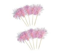 10Pcs Wooden Cake Top Decoration With Colorful Tinsel Embellishments For Birthday Wedding Anniversary Craft Project Wedding Cake Rainbows