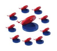 10pcs Wooden Castanets, 2.17in Wooden Finger Castanets Hand Clapper Finger Percussion Rhythm Instrument for Musical Education Fun (Blue and Red)