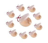 10pcs Wooden Castanets, 2.17in Wooden Finger Castanets Hand Clapper Finger Percussion Rhythm Instrument for Musical Education Fun (Wood Color)
