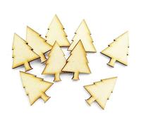 10pcs Wooden Christmas Tree Craft Shape MDF Blank Embellishment Laser Cutout Decoration (2.5cm)