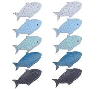 10pcs Wooden Fish Wall Art, Rustic Mediterranean Decor 16x8x0.5cm | Natural Wood Grain, Lightweight Three Dimensional Form, for Gallery Walls, Entryways and Beach Themed Homes