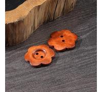 10PCS Wooden Flower Buttons 2-Hole Beautiful Flat-Back Buttons Woman Overcoat Sweater Apparel Accessories