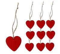 10PCS Wooden Hearts for Crafting, 1.6x1.6 Inch Wooden Hearts Tags with Strings, MDF Blank Cutout Craft Tags for Present Craft Decoration|