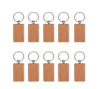 10Pcs Wooden Key Chain, DIY Unfinished Keychain Tags (Rectangular Size 5 * 3CM)