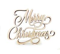10pcs Wooden Merry Christmas Word Craft Shape Unfinished Cutouts Blank DIY Slices 4mm Plywood Pieces Art Ornament Decoration (7.5cm)