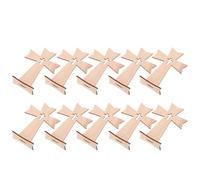 10pcs Wooden Standing Cross with Rectangular Base | Natural Beige Finish, Smooth Grain Pattern, Timeless Accent for Altar, Mantle, Desk, Daily Faith Reminder