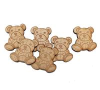 10pcs Wooden Teddy Bear Craft Shape MDF Embellishment Laser Cutout Decoration (10cm)