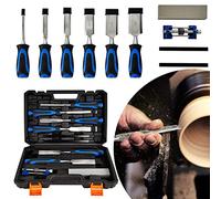 10Pcs Woodworking Project Kits Wood Bevel Chisel Sets in Case, Heat-Treated Cr-V Alloy Blades with 6 Wood Chisels for Beginners DIY Woodworking Woodturning Sculpting Whittling