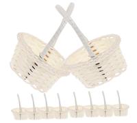 10pcs Woven Rattan Flower Basket White Handheld Basket | Plastic and Rattan Build, Rustic Natural Style, for Fruits and Snacks, Suitable for Home Parties