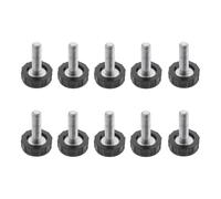 GTV 10pcs x Adjustable Leveler Leveling Feet Furniture Table Cabinet Leg Screws M6x19mm Black Round Plastic/Metal