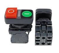 10Pcs XB5 Illuminated 1Flat 1High Push Double Key Button Momentary Switch Voltage 220V 24V Start Stop Reset With Lamp 22mm 1NO1NC(With light 1high,12V)