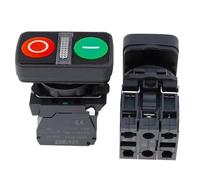 10Pcs XB5 Illuminated 1Flat 1High Push Double Key Button Momentary Switch Voltage 220V 24V Start Stop Reset With Lamp 22mm 1NO1NC(With light 2flat,110V)
