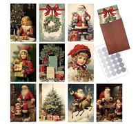 10pcs Xmas Vintage Postcards + 10 Envelopes Christmas Postcards Christmas Greeting Cards Room Decoration Atmosphere Decoration Cards Bedroom Mini-Poster