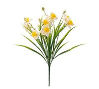 10Pcs Yellow Faux Daffodils - Realistic Silk Narcissus Flowers for Home, Wedding, Garden & Office Decor - Beautiful Artificial Floral Arrangements (White & Yellow)