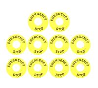 10pcs Yellow Pvc round Button Ring Replacement Emergency Stop Sign