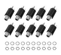 10Pcs Yootones 1/4" Guitar Endpin Jack 6.35mm Input Compatible with Guitar EQ Pickup Output Guitar Parts Accessories (Black)