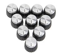 10Pcs Yootones Guitar Amp Amplifier Push on fit Knobs for Marshall Amplifiers with 6mm Diameter Pots (Black with Silver Cap)