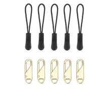 10pcs Zip Puller with Pull Rope， Fix Zip Puller Slider Repair Replacement Kit，Backpack Pack Straps Accessories，Suitable for Zipper Replacement of Clothing Bags（Golden）