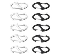 10Pcs Zipper Clips Anti Theft, Wsimily Double Sided S Carabiner Zipper Locks Dual Opening Anti-Theft Bag Accessories Small Reusable for Traveling Tent Luggage Suitcase(Silver Black)