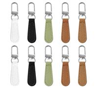 10Pcs Zipper Pull Replacement Leather Decorative Handle Detachable Zipper Repair Tab Hook Style for Luggage Backpacks Suitcases Jackets Purses Multicolor