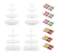 10Piece Cake Display Stand Set, Afternoon Tea Stands Including 2pcs 3-Tier Square Cupcake Stands, 3-Tier Round Cupcake Stands, 6pieces Cookie Serving Trays Perfect for Wedding, Birthday(White)