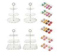 10Piece Cake Stand Set, Afternoon Tea Stands Including 2pcs 3-Tier Square Cupcake Stands, 3-Tier Round Cupcake Stands, 6pieces Cookie Serving Trays Perfect for Wedding, Birthday(Silver)