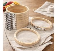 10Pieces 4 Inch (10cm) Bamboo Embroidery Hoop - Adjustable Cross Stitch Hoop with Durable Metal Clasps, Ideal for Beginner & Pro DIY Sewing, Arts & Craft Projects (Embroidery Hoops)